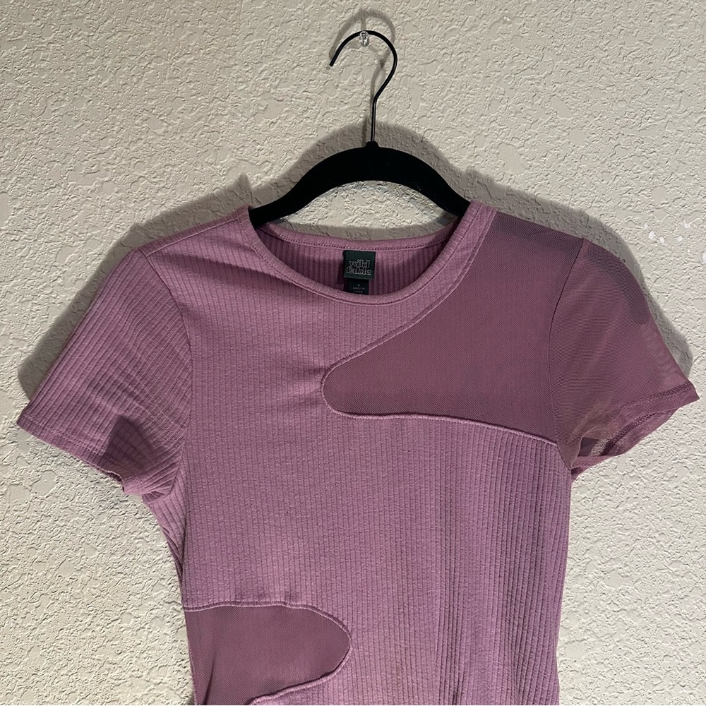 Purple Wild Fable Bodysuit with Mesh Cutout details